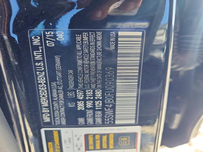 65940516 :رقم المزاد ، 55SWF4JB0FU090369 vin ، 2015 Mercedes-benz C مزاد بيع