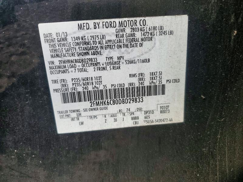 64235536 :رقم المزاد ، 2FMHK6C80DBD29833 vin ، 2013 Ford Flex مزاد بيع