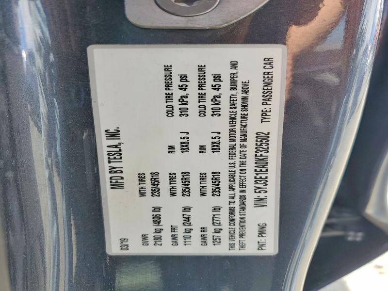 Aukcja sprzedaży 2019 Tesla Model 3, vin: 5YJ3E1EA0KF325502, numer aukcji: 65193116
