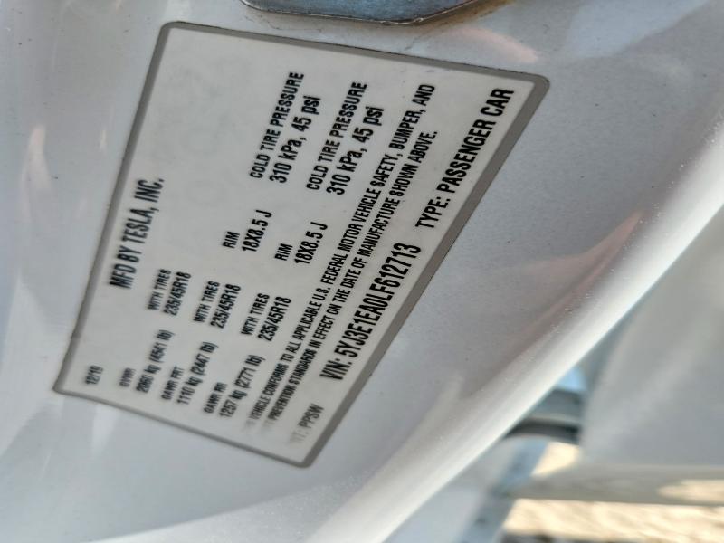 Продаж на аукціоні авто 2020 Tesla Model 3, vin: 5YJ3E1EA0LF612713, номер лоту: 63347406