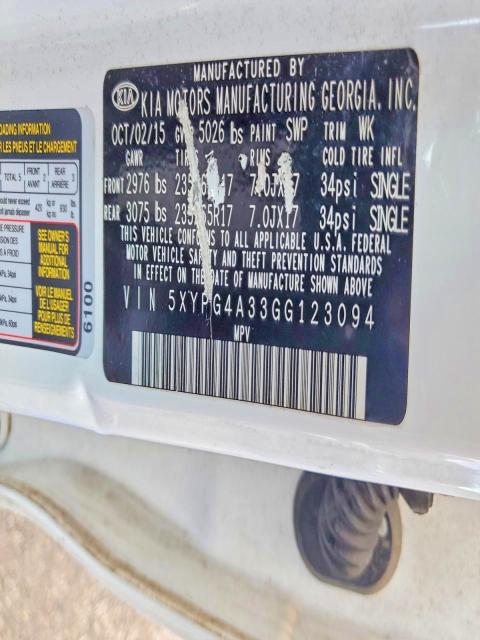 66081746 :رقم المزاد ، 5XYPG4A33GG123094 vin ، 2016 Kia Sorento مزاد بيع