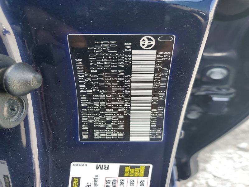 2021 Toyota Corolla მანქანა იყიდება აუქციონზე, vin: 5YFEPMAE0MP251695, აუქციონის ნომერი: 64964656
