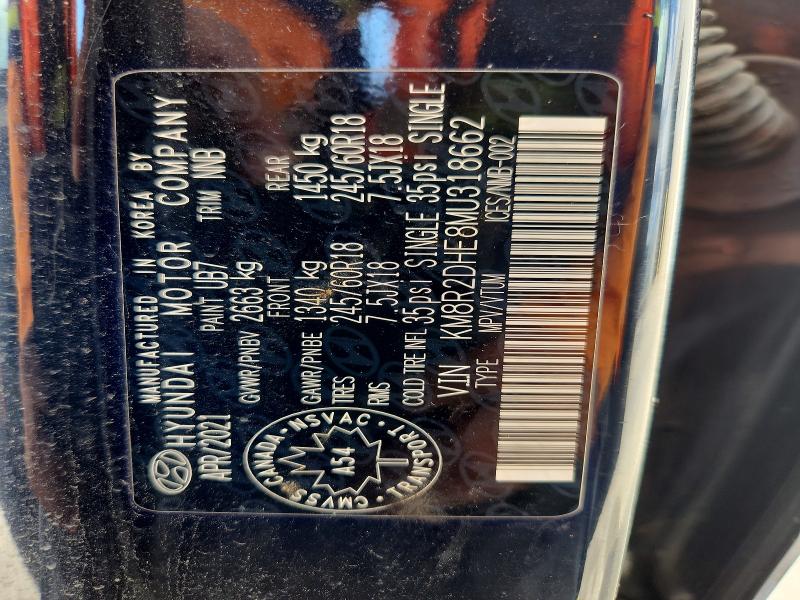 65617276 :رقم المزاد ، KM8R2DHE8MU318662 vin ، 2021 Hyundai Palisade مزاد بيع