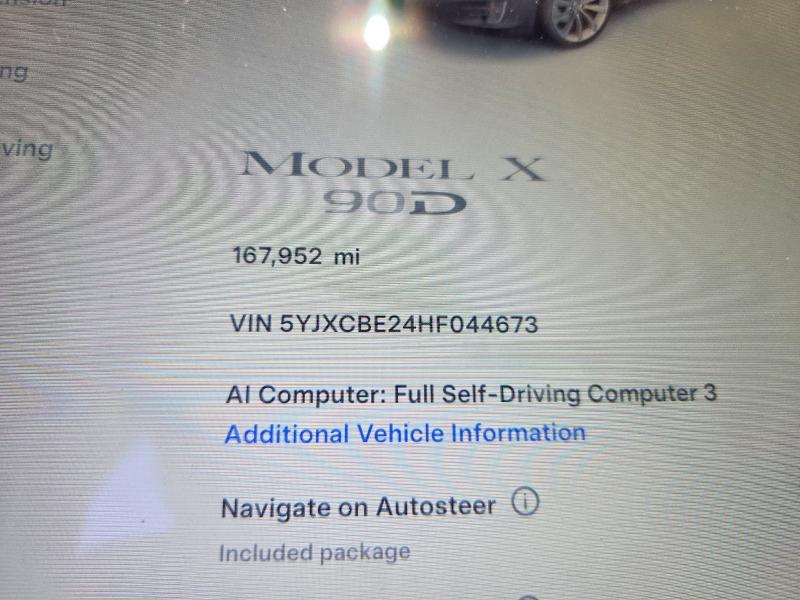 66407356 :رقم المزاد ، 5YJXCBE24HF044673 vin ، 2017 Tesla Model X مزاد بيع