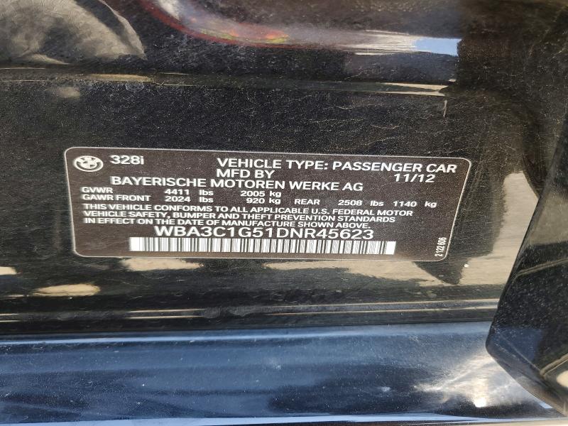 2013 Bmw 328 მანქანა იყიდება აუქციონზე, vin: WBA3C1G51DNR45623, აუქციონის ნომერი: 64142276