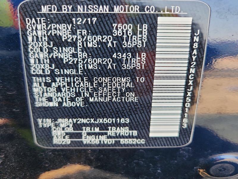 Продажа на аукционе авто 2018 Nissan Armada, vin: JN8AY2NCXJX501163, номер лота: 64054776