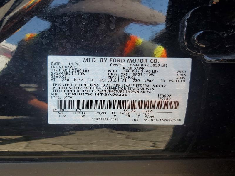 64297976 :رقم المزاد ، 1FMUK7KH4TGA56229 vin ، 2026 Ford Explorer مزاد بيع