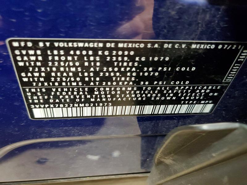 63788036 :رقم المزاد ، 3VVPX7B22NM021973 vin ، 2022 Volkswagen Taos مزاد بيع