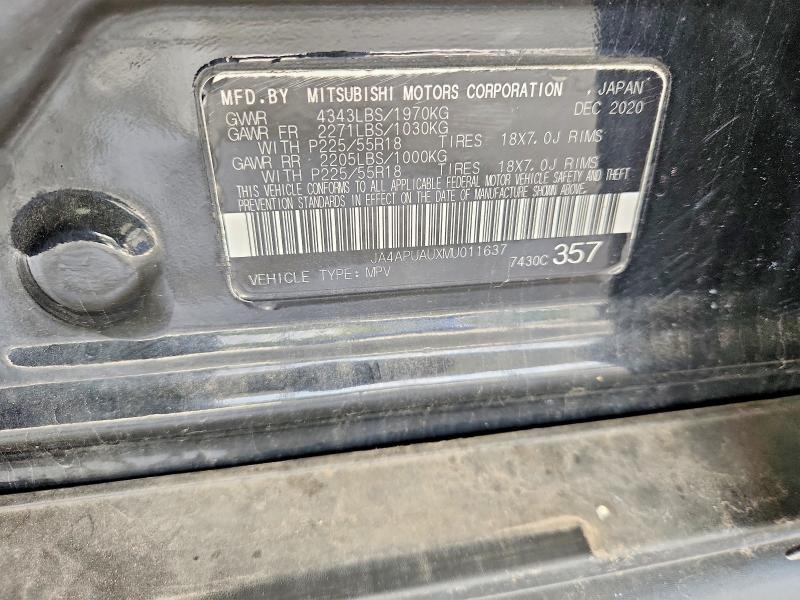 2021 Mitsubishi Outlander Sport მანქანა იყიდება აუქციონზე, vin: JA4APUAUXMU011637, აუქციონის ნომერი: 65867646