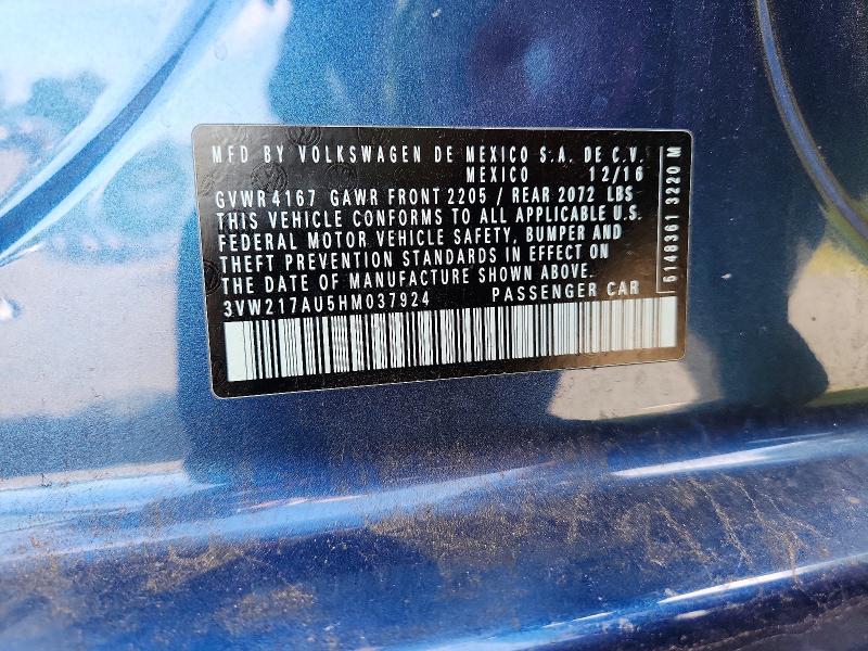 Продажа на аукционе авто 2017 Volkswagen Golf, vin: 3VW217AU5HM037924, номер лота: 62067266