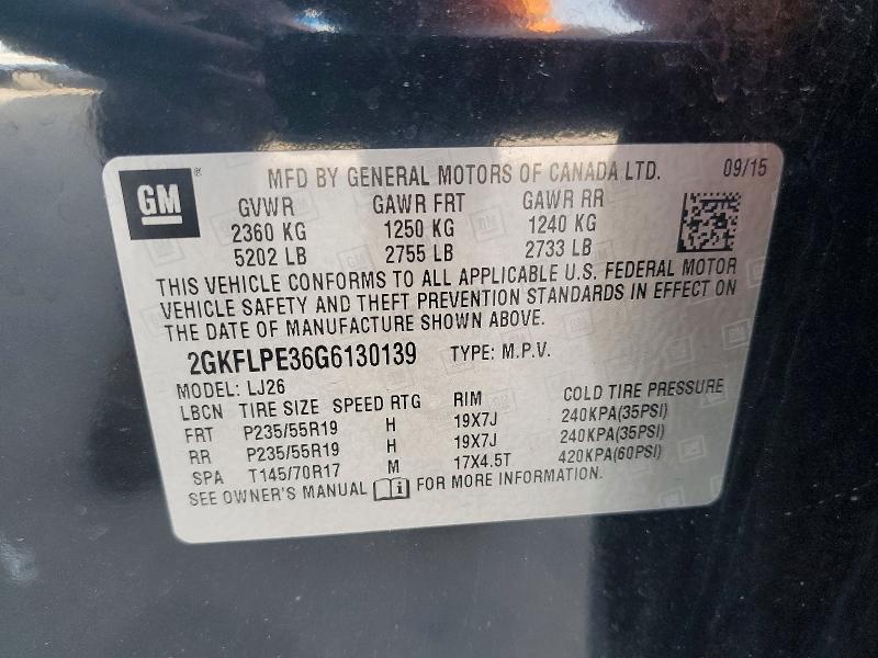 63780866 :رقم المزاد ، 2GKFLPE36G6130139 vin ، 2016 Gmc Terrain مزاد بيع
