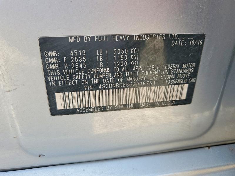 Aukcja sprzedaży 2016 Subaru Legacy, vin: 4S3BNBD66G3016751, numer aukcji: 66458266