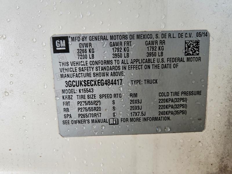 Продаж на аукціоні авто 2014 Chevrolet Silverado, vin: 3GCUKSECXEG484417, номер лоту: 66212936