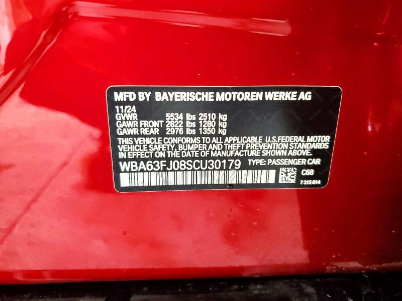 Aukcja sprzedaży 2025 Bmw 540, vin: WBA63FJ08SCU30179, numer aukcji: 64407696
