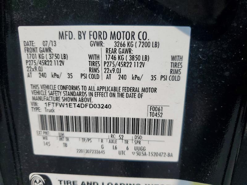 Aukcja sprzedaży 2013 Ford F150, vin: 1FTFW1ET4DFD03240, numer aukcji: 64848666