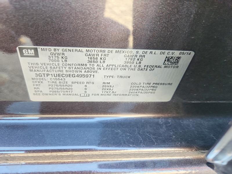 Aukcja sprzedaży 2014 Gmc Sierra, vin: 3GTP1UEC9EG495971, numer aukcji: 64411636