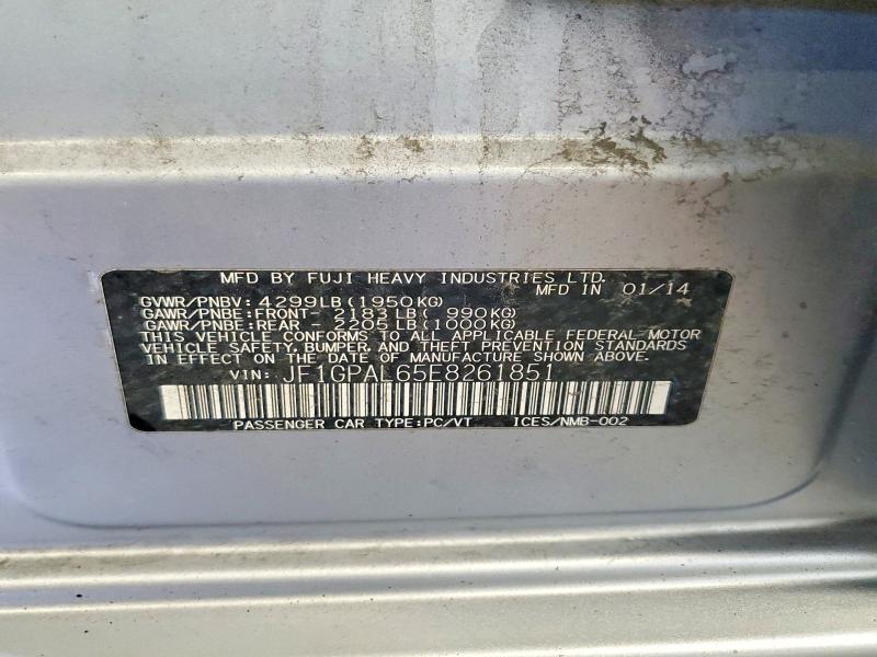 66788716 :رقم المزاد ، JF1GPAL65E8261851 vin ، 2014 Subaru Impreza مزاد بيع