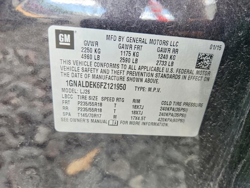 2015 Chevrolet Equinox მანქანა იყიდება აუქციონზე, vin: 1GNALDEK6FZ121950, აუქციონის ნომერი: 65403646