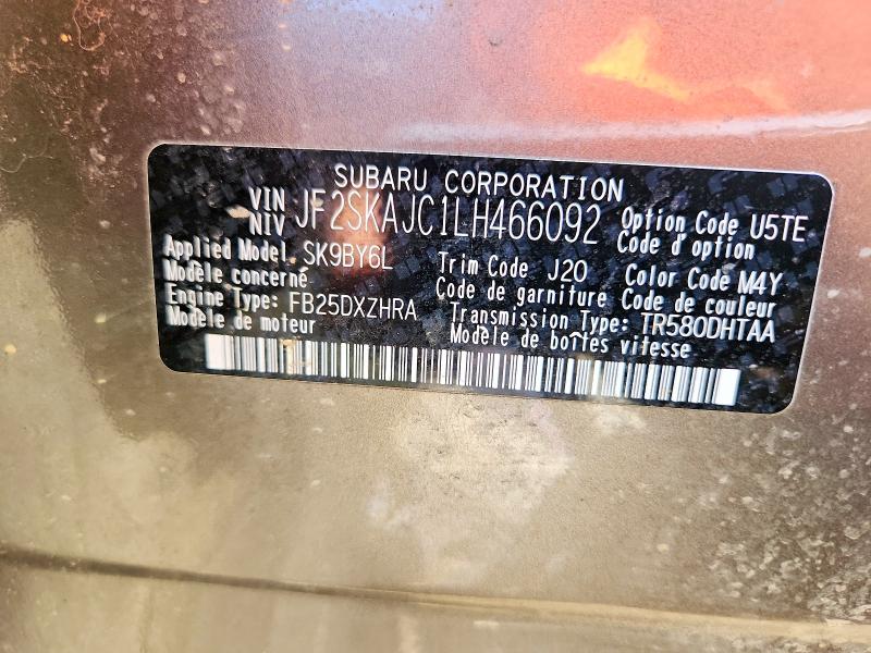 Aukcja sprzedaży 2020 Subaru Forester, vin: JF2SKAJC1LH466092, numer aukcji: 65139296