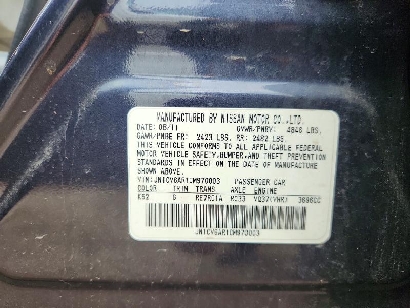 65450746 :رقم المزاد ، JN1CV6AR1CM970003 vin ، 2012 Infiniti G37 Sedan مزاد بيع