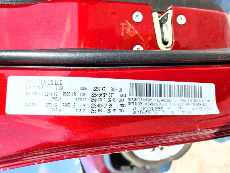 63696946 :رقم المزاد ، 1C4PJLCB4LD595801 vin ، 2020 Jeep Cherokee مزاد بيع