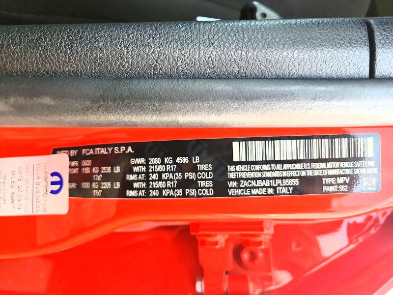 64385376 :رقم المزاد ، ZACNJBAB1LPL95655 vin ، 2020 Jeep Renegade مزاد بيع