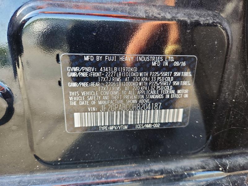 2017 Subaru Crosstrek მანქანა იყიდება აუქციონზე, vin: JF2GPABC0H8204187, აუქციონის ნომერი: 66289466