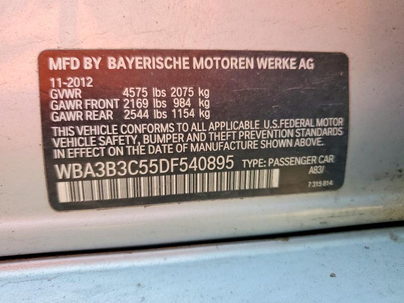 2013 Bmw 328 მანქანა იყიდება აუქციონზე, vin: WBA3B3C55DF540895, აუქციონის ნომერი: 65154786