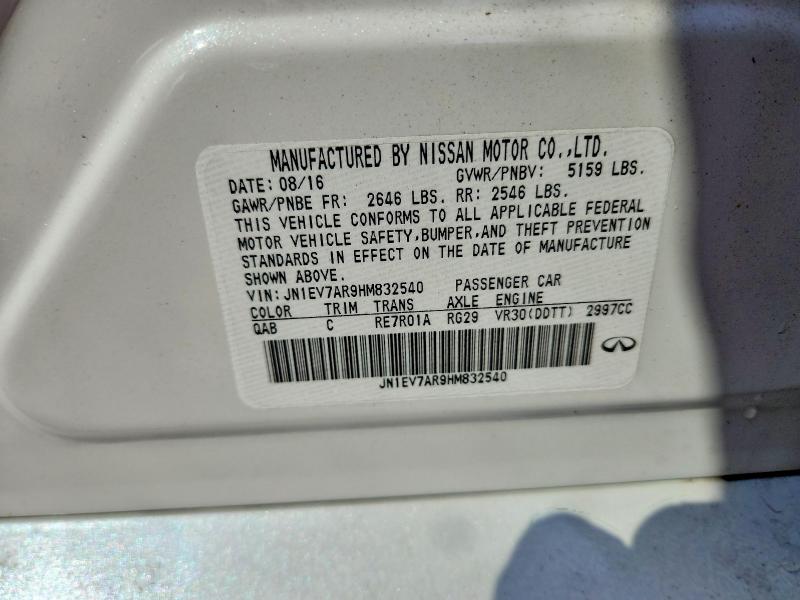 Aukcja sprzedaży 2017 Infiniti Q50, vin: JN1EV7AR9HM832540, numer aukcji: 62305696
