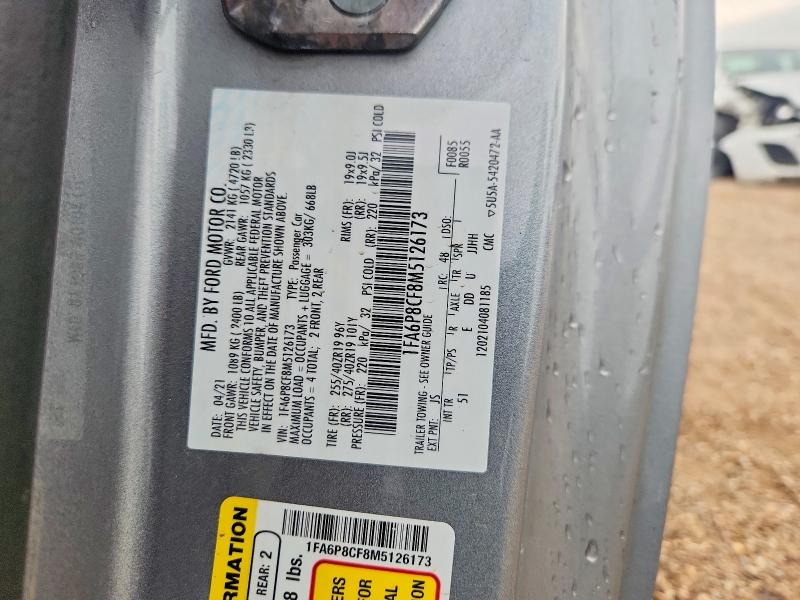 2021 Ford Mustang მანქანა იყიდება აუქციონზე, vin: 1FA6P8CF8M5126173, აუქციონის ნომერი: 64358766