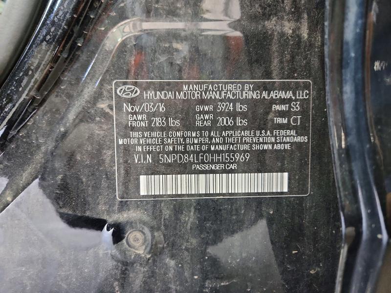 65528396 :رقم المزاد ، 5NPD84LF0HH155969 vin ، 2017 Hyundai Elantra مزاد بيع