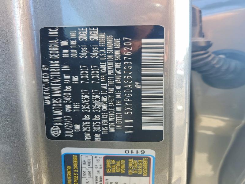 Aukcja sprzedaży 2018 Kia Sorento, vin: 5XYPGDA36JG376207, numer aukcji: 66608456