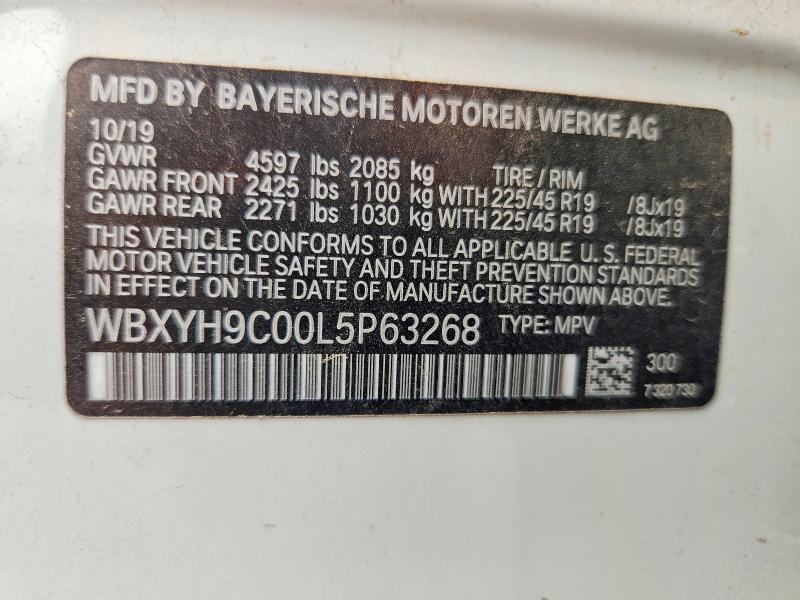 63863906 :رقم المزاد ، WBXYH9C00L5P63268 vin ، 2020 Bmw X2 مزاد بيع