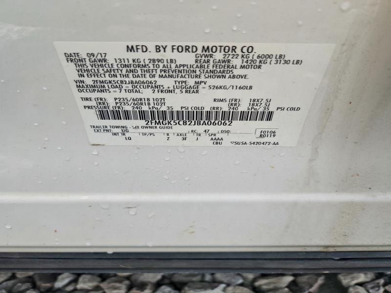 65723316 :رقم المزاد ، 2FMGK5C82JBA06062 vin ، 2018 Ford Flex مزاد بيع
