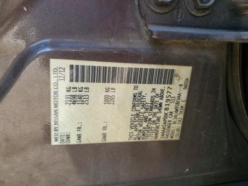 64853626 :رقم المزاد ، 1N4AA5AP0DC819577 vin ، 2013 Nissan Maxima مزاد بيع