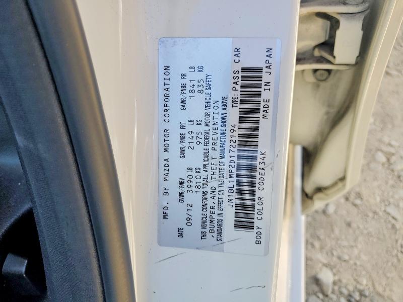 Aukcja sprzedaży 2013 Mazda 3, vin: JM1BL1MP2D1722194, numer aukcji: 66265776