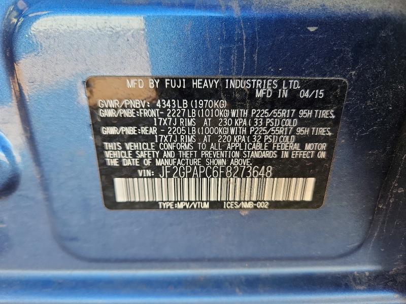 Aukcja sprzedaży 2015 Subaru Xv Crosstrek, vin: JF2GPAPC6F8273648, numer aukcji: 66189066