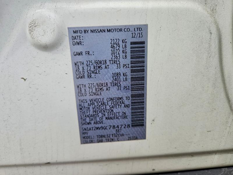 Продаж на аукціоні авто 2016 Nissan Rogue, vin: 5N1AT2MV9GC784728, номер лоту: 62808296