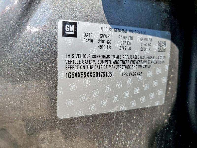 Aukcja sprzedaży 2016 Cadillac Cts, vin: 1G6AX5SXXG0176185, numer aukcji: 63579496