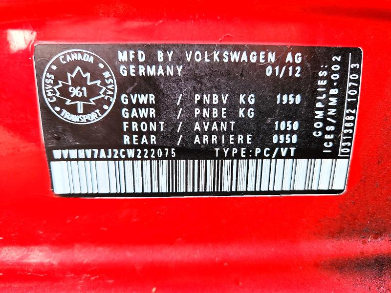 Продажа на аукционе авто 2012 Volkswagen Gti, vin: WVWHV7AJ2CW222075, номер лота: 65204566