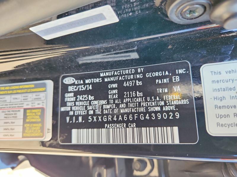 66369286 :رقم المزاد ، 5XXGR4A66FG439029 vin ، 2015 Kia Optima مزاد بيع