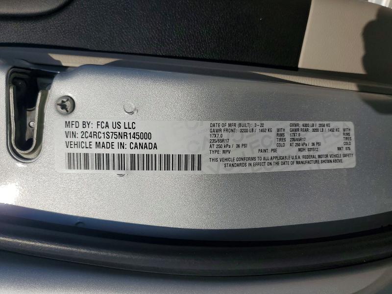 Продаж на аукціоні авто 2022 Chrysler Pacifica, vin: 2C4RC1S75NR145000, номер лоту: 64992706
