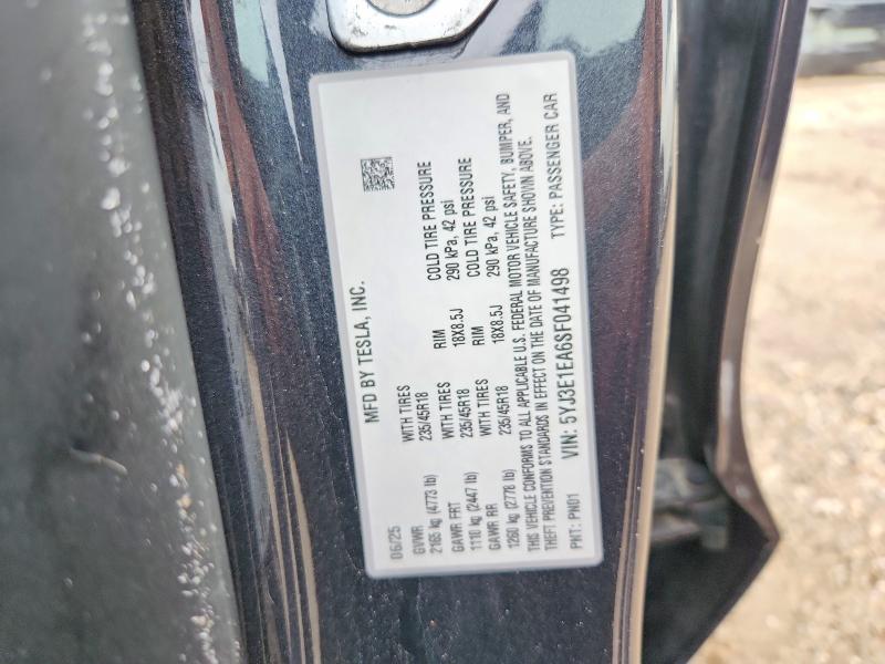 Aukcja sprzedaży 2025 Tesla Model 3, vin: 5YJ3E1EA6SF041498, numer aukcji: 64464906