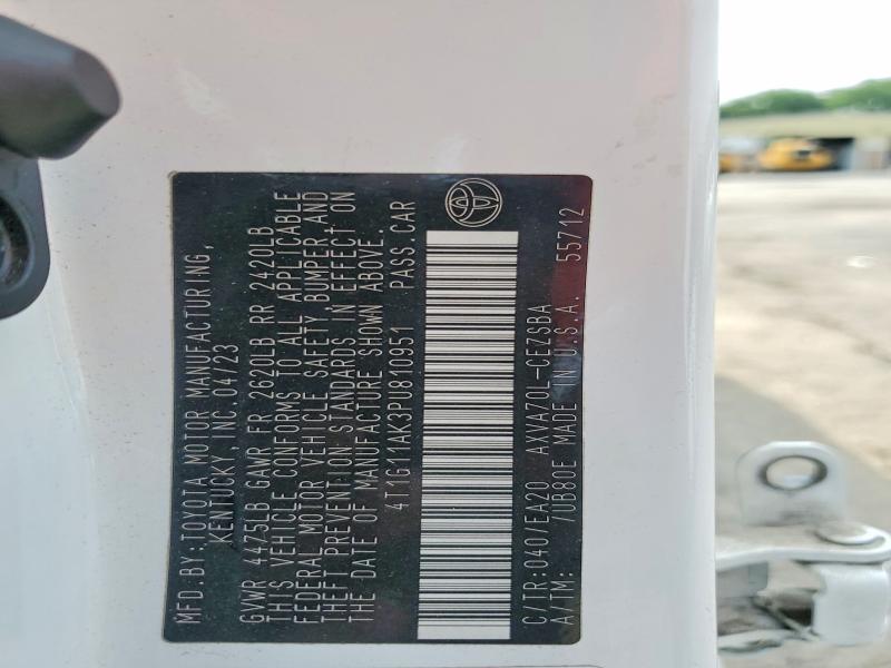 64770346 :رقم المزاد ، 4T1G11AK3PU810951 vin ، 2023 Toyota Camry مزاد بيع
