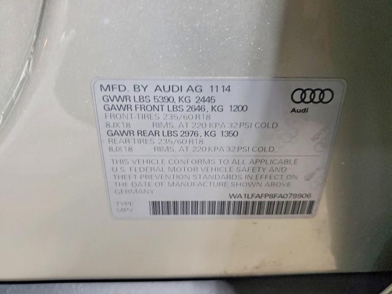 Aukcja sprzedaży 2015 Audi Q5, vin: WA1LFAFP8FA079906, numer aukcji: 63522916