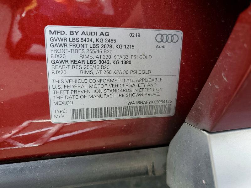 Aukcja sprzedaży 2019 Audi Q5, vin: WA1BNAFYXK2064125, numer aukcji: 65735736