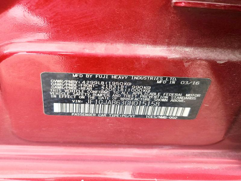 2016 Subaru Impreza მანქანა იყიდება აუქციონზე, vin: JF1GJAB63GH015158, აუქციონის ნომერი: 64609916
