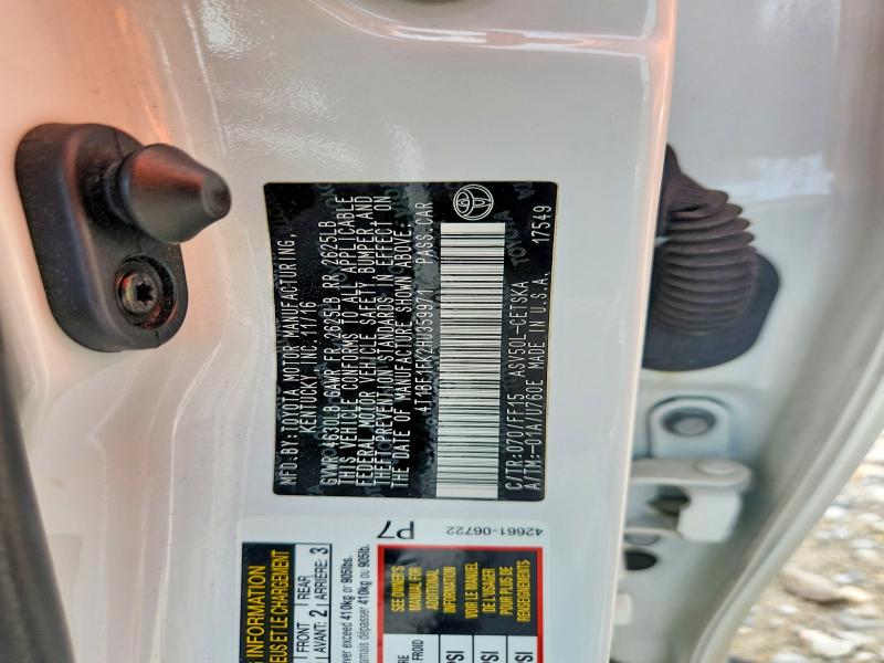 64460196 :رقم المزاد ، 4T1BF1FK2HU359971 vin ، 2017 Toyota Camry مزاد بيع