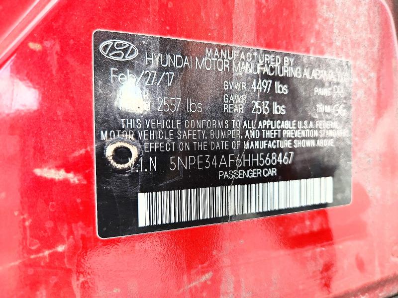 Aukcja sprzedaży 2017 Hyundai Sonata, vin: 5NPE34AF6HH568467, numer aukcji: 65944536