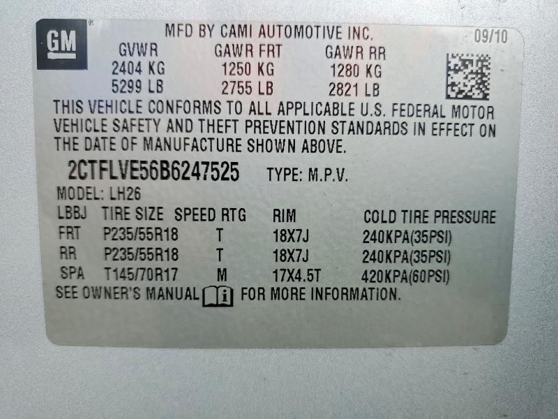 63238716 :رقم المزاد ، 2CTFLVE56B6247525 vin ، 2011 Gmc Terrain مزاد بيع